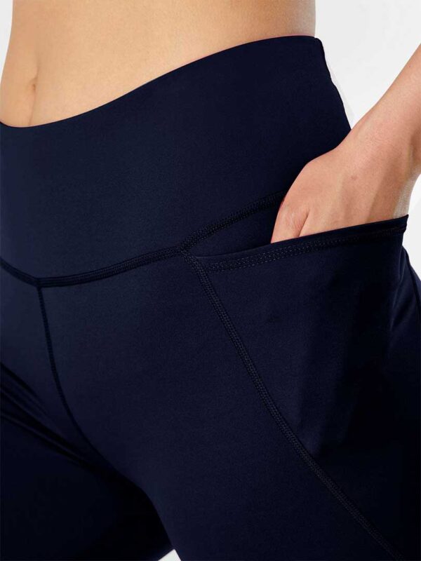 Women's High Waist Mesh Yoga Black & Navy Leggings with Side Pockets - Image 7