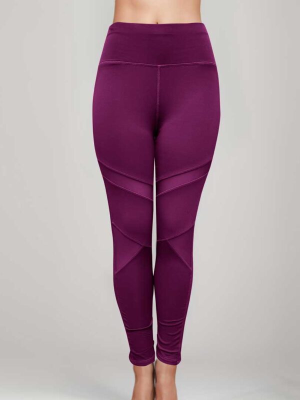 Women's High Waist Mesh Yoga Blossom Color & Red Leggings with Side Pockets - Image 3