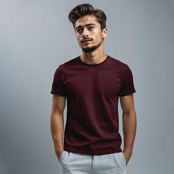Cotton Maroon T-shirts for Adventure-Seeking Active Lives - Image 3